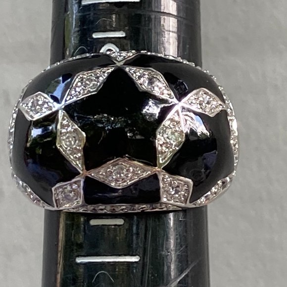 Unk | Jewelry | Charming Black Enamel And Rhinestone Stars On Sterling ...